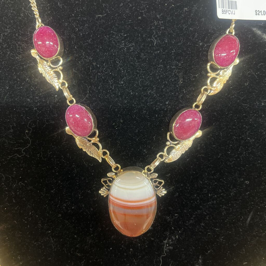 STERLING STONE NECKLACE -RES