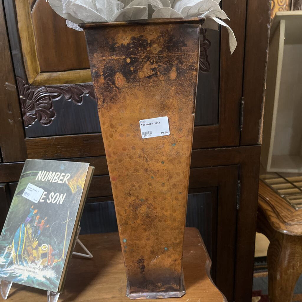 Tall copper vase