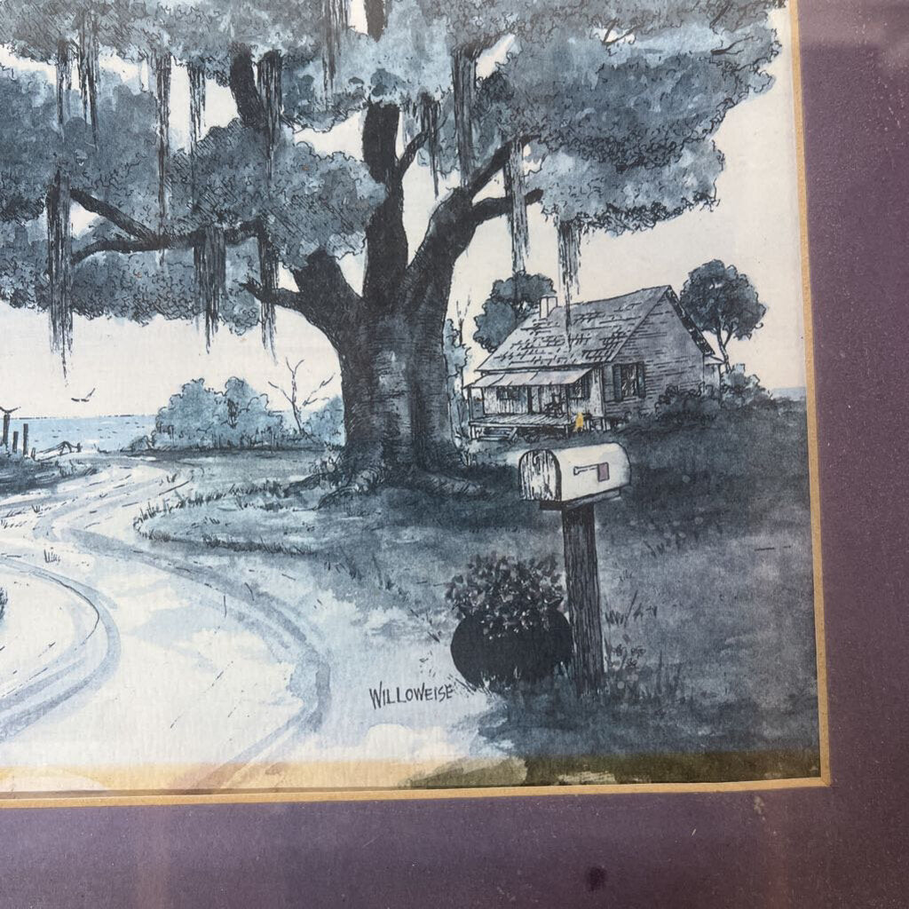 Willoweise Langham (Alabama) Watercolor Painting in Frame