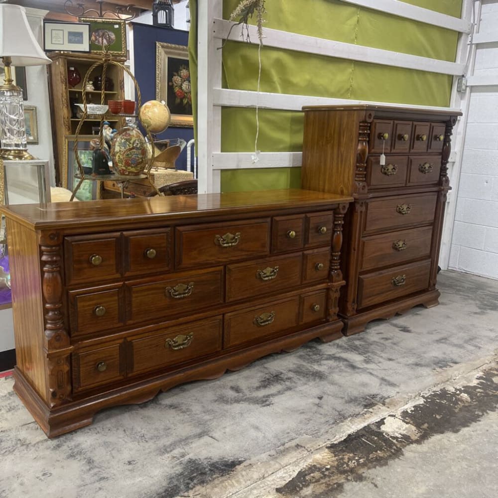 2PC TRIPLE DRESSER AND TALL CHEST