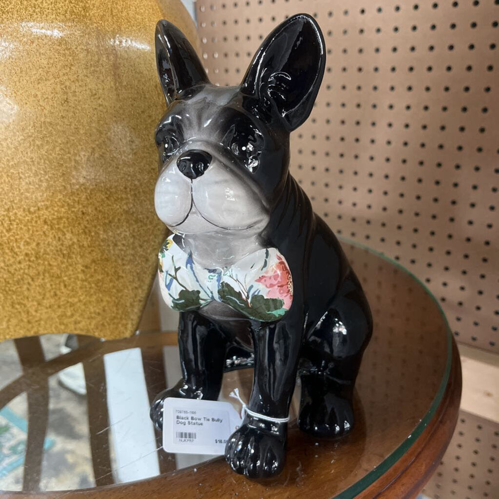 Black Bow Tie Bully Dog Statue