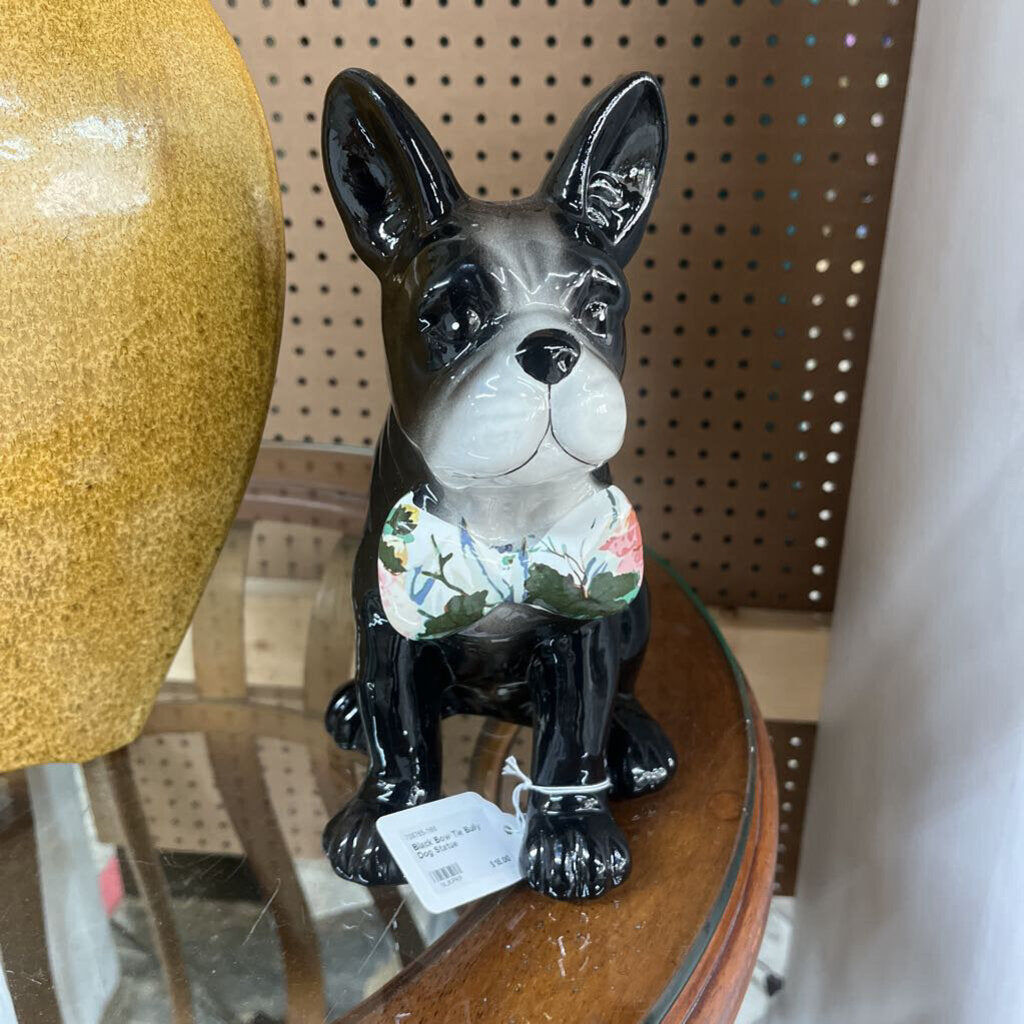 Black Bow Tie Bully Dog Statue