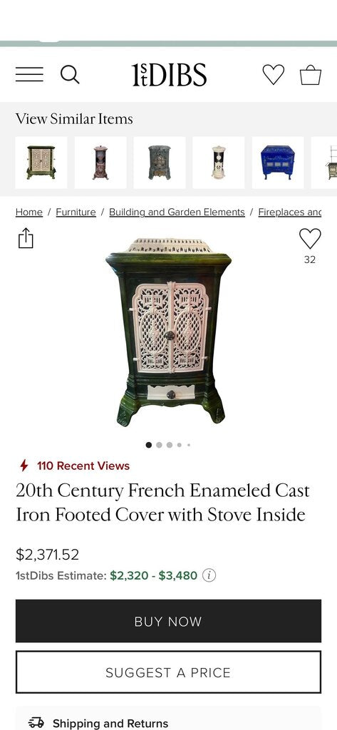 ANTIQUE CAST IRON WOOD BURNING STOVE