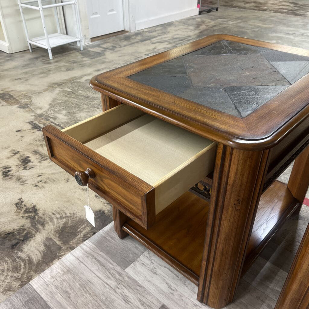 PAIR OF SIDE TABLES WITH DRAWER