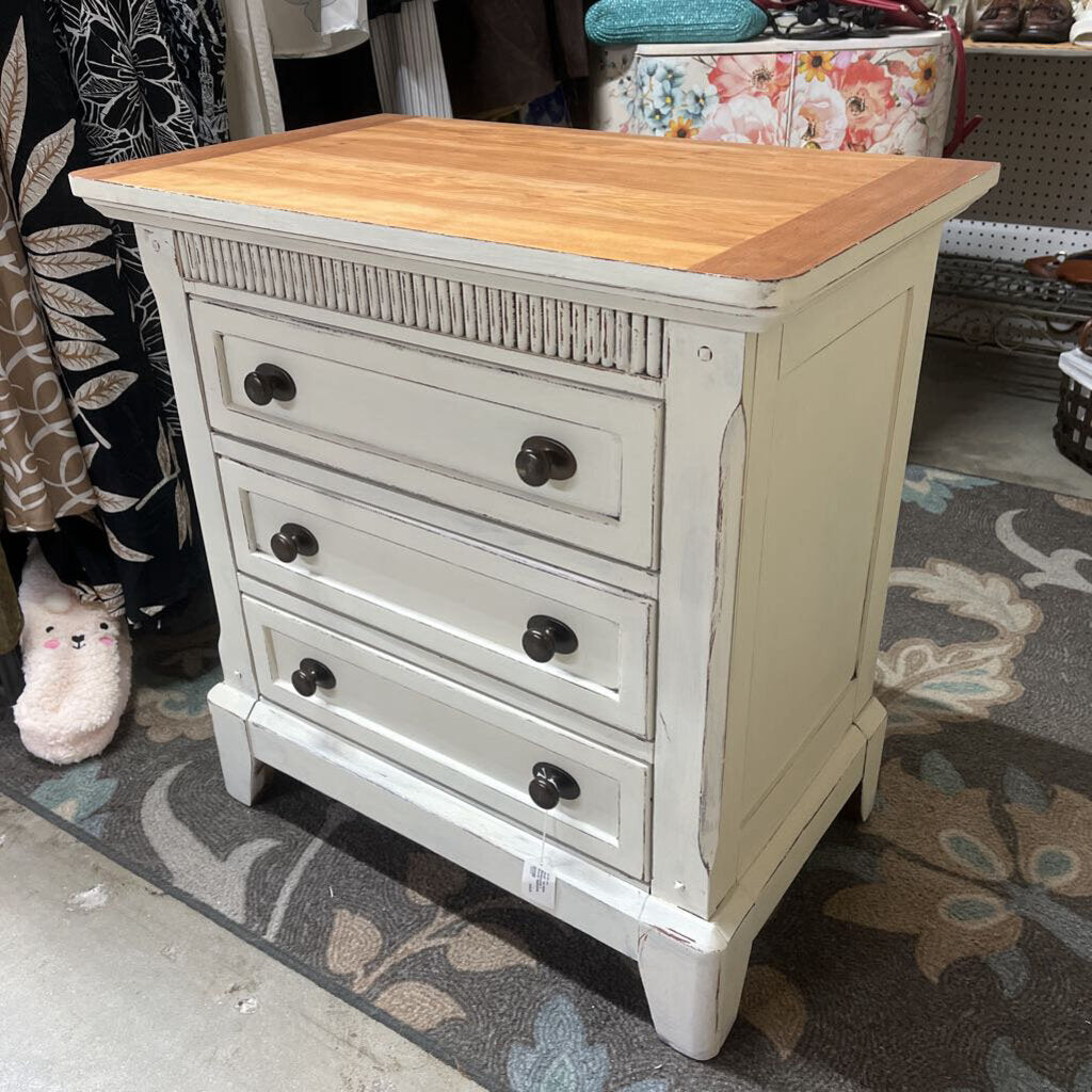 WHITE MULTIPURPOSE 3 DRAWER NIGHTSTAND