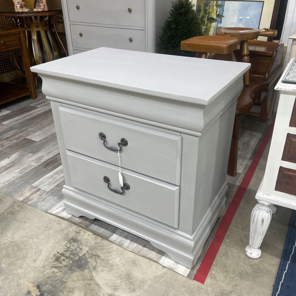 GREY 2 DRAWER NIGHTSTAND
