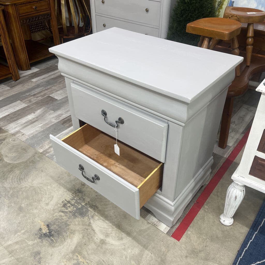 GREY 2 DRAWER NIGHTSTAND