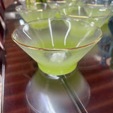 6 PC GREEN BLENDO ART GLASS BOWLS