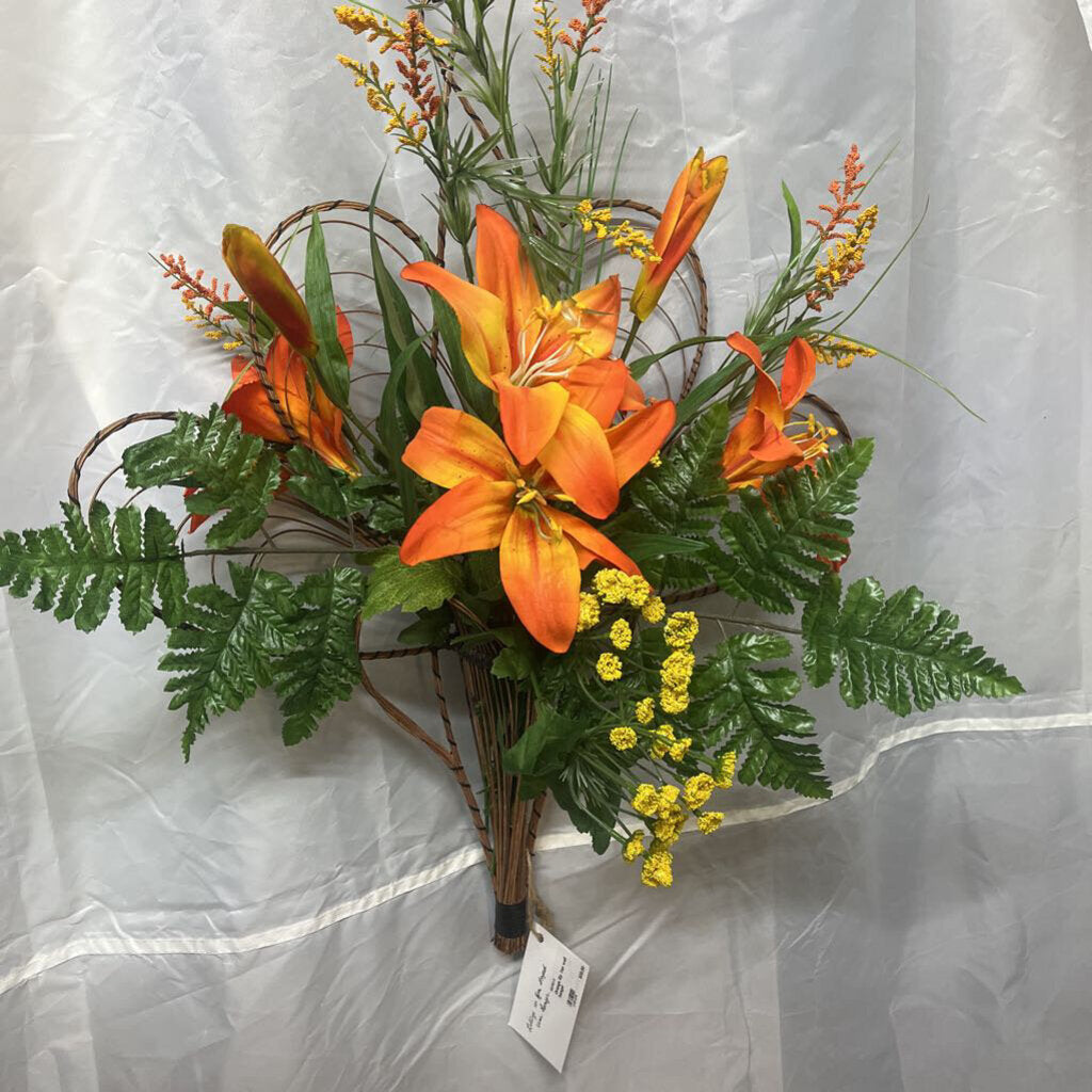 ORANGE LILY FAN WALL HANGER