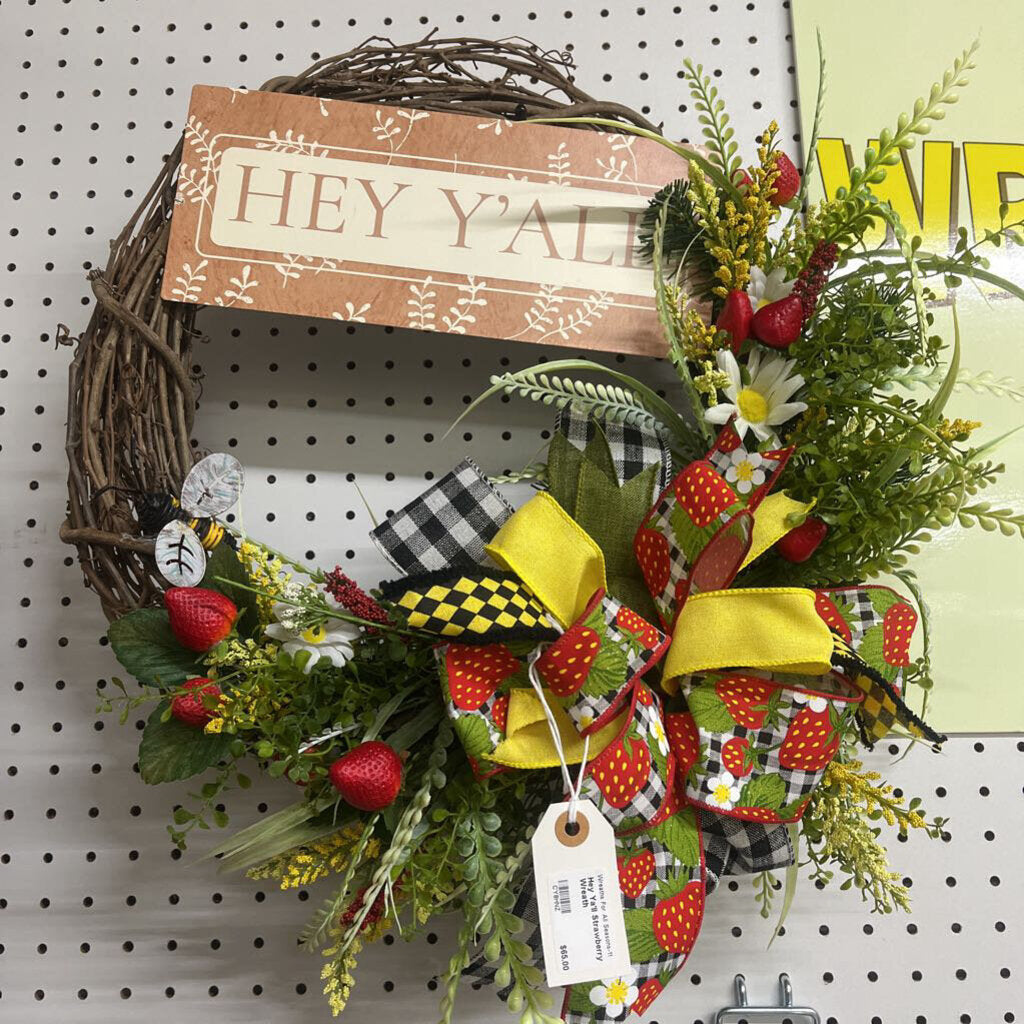 HEY YA'LL STRAWBERRY WREATH