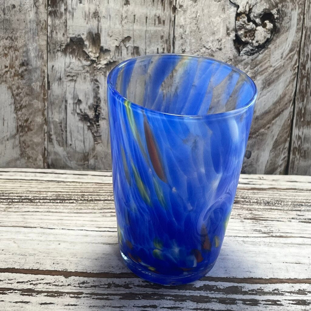 BLUE SPECK GLASS TUMBLER