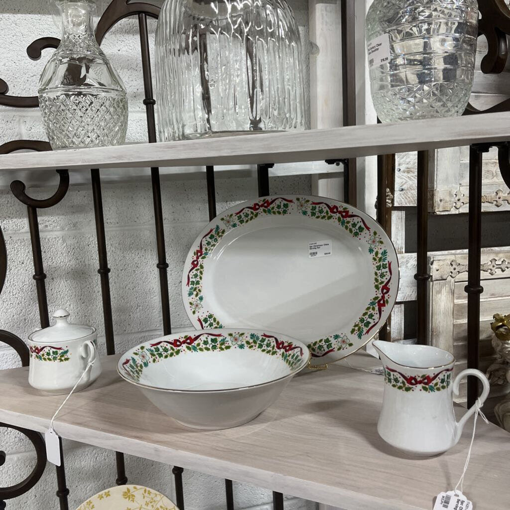 5PC CHRISTMAS CHINA SERVING SET