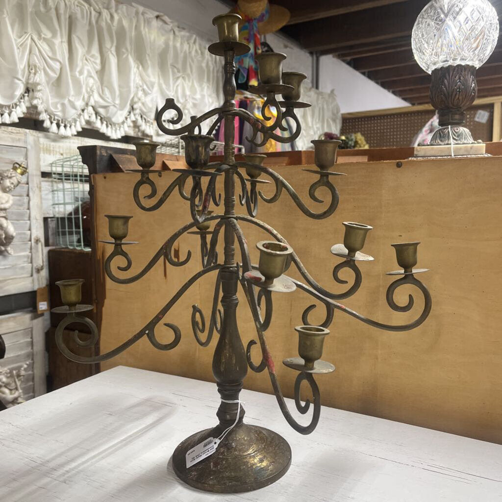 OLD BRASS MULTI ARM CANDELABRA (AS IS)