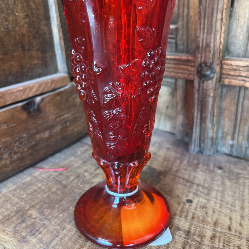 RUBY RED FENTON SCALLOPED VASE
