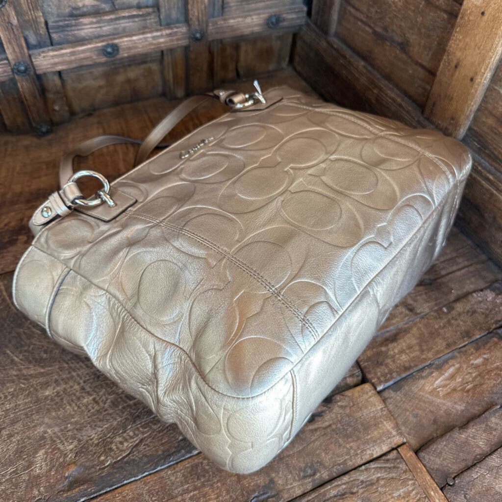 Coach Gold Optic Leather Handbag