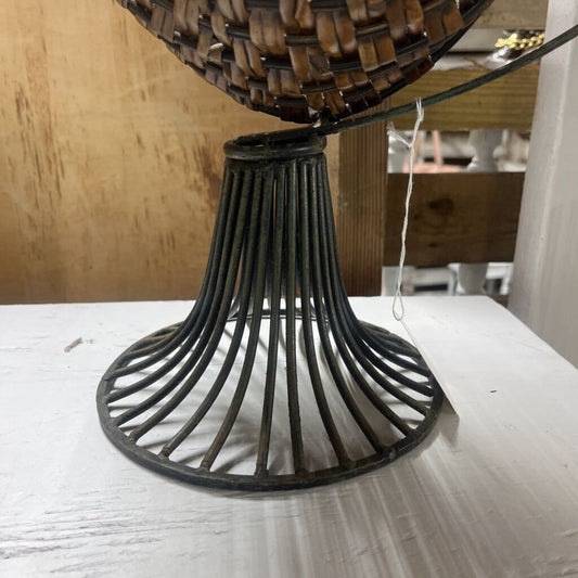 Old Wrought Iron & Woven Rattan Centerpiece Decor