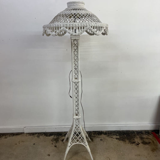 Vintage Tall Wicker Lamp
