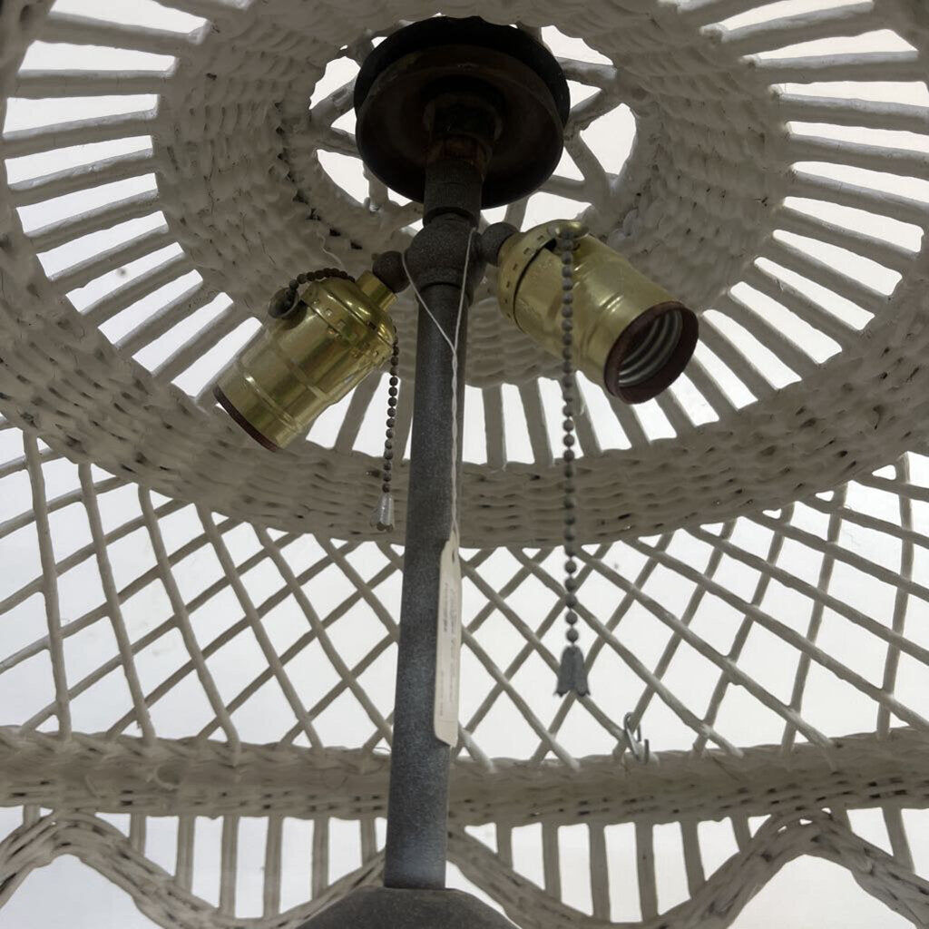 Vintage Tall Wicker Lamp