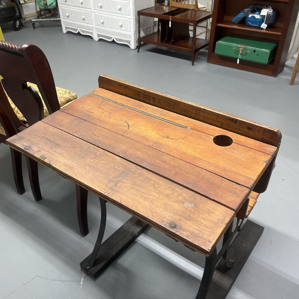 Vintage Iron and Wood Old School Desk