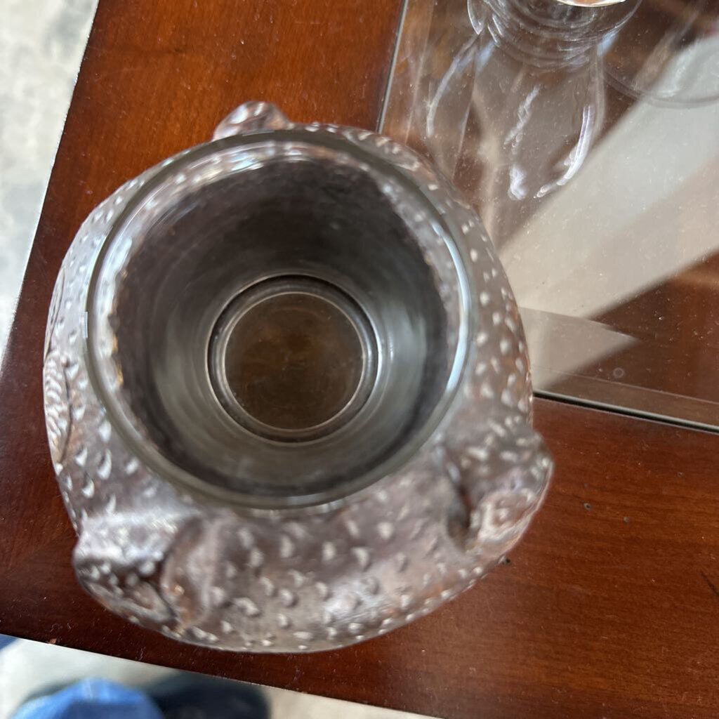Brown Folk Art Pig Candleholder