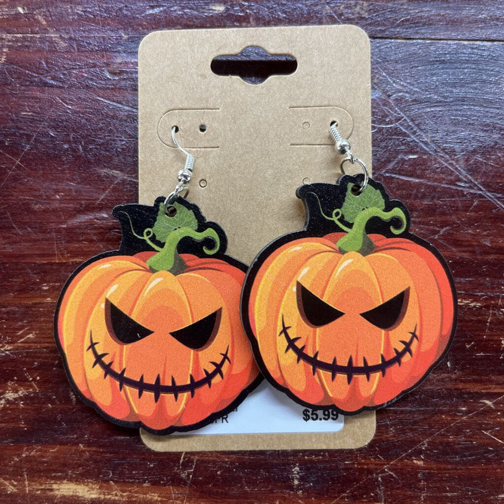 Wood Pumpkin Earrings