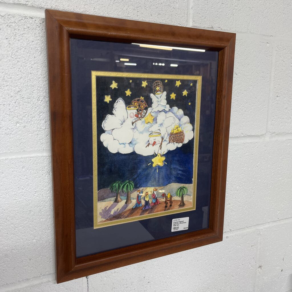 Framed Signed Nativity Christmas Wall Art