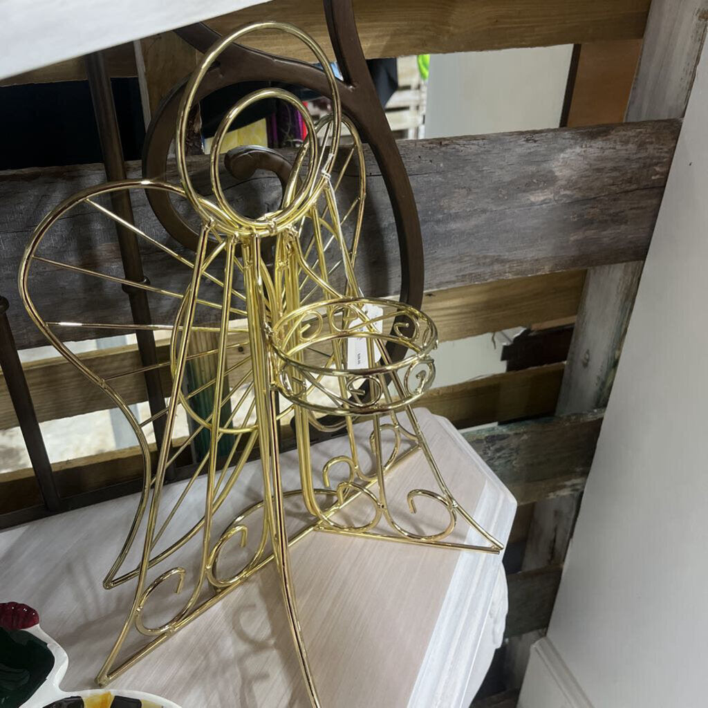 Large Golden Iron Angel Candle Holder