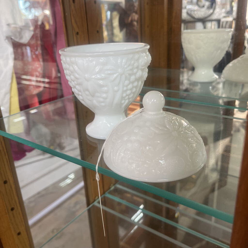 AVON MILK GLASS COVERED DISH