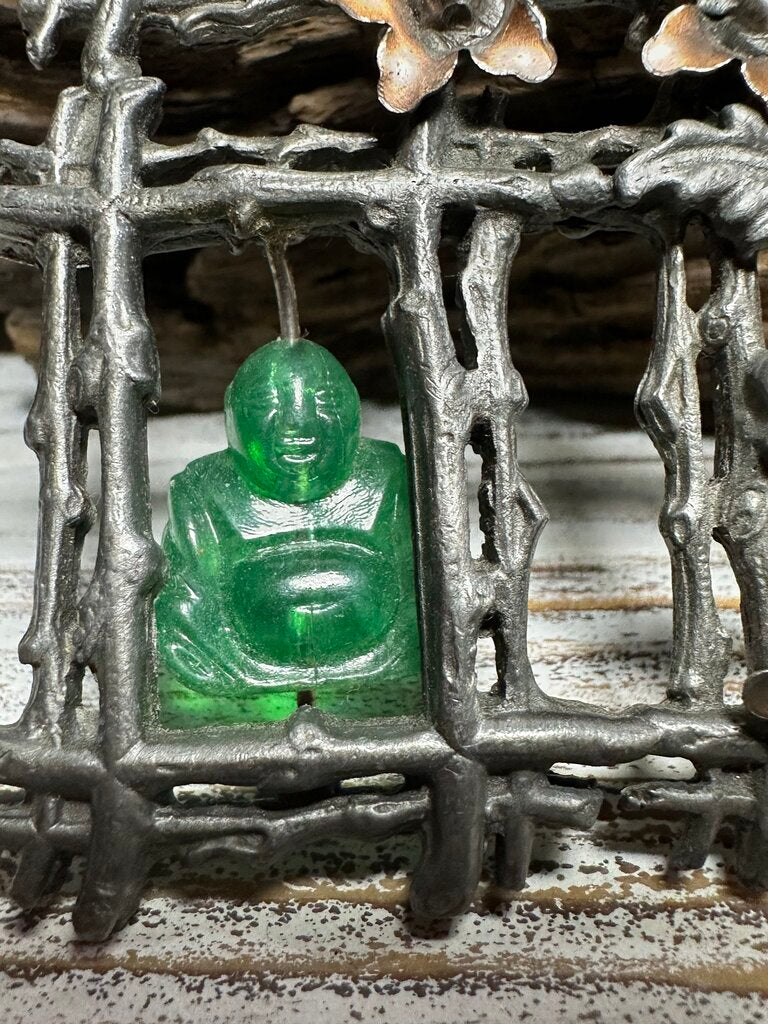 Vtg Lg Caged Buddah Necklace