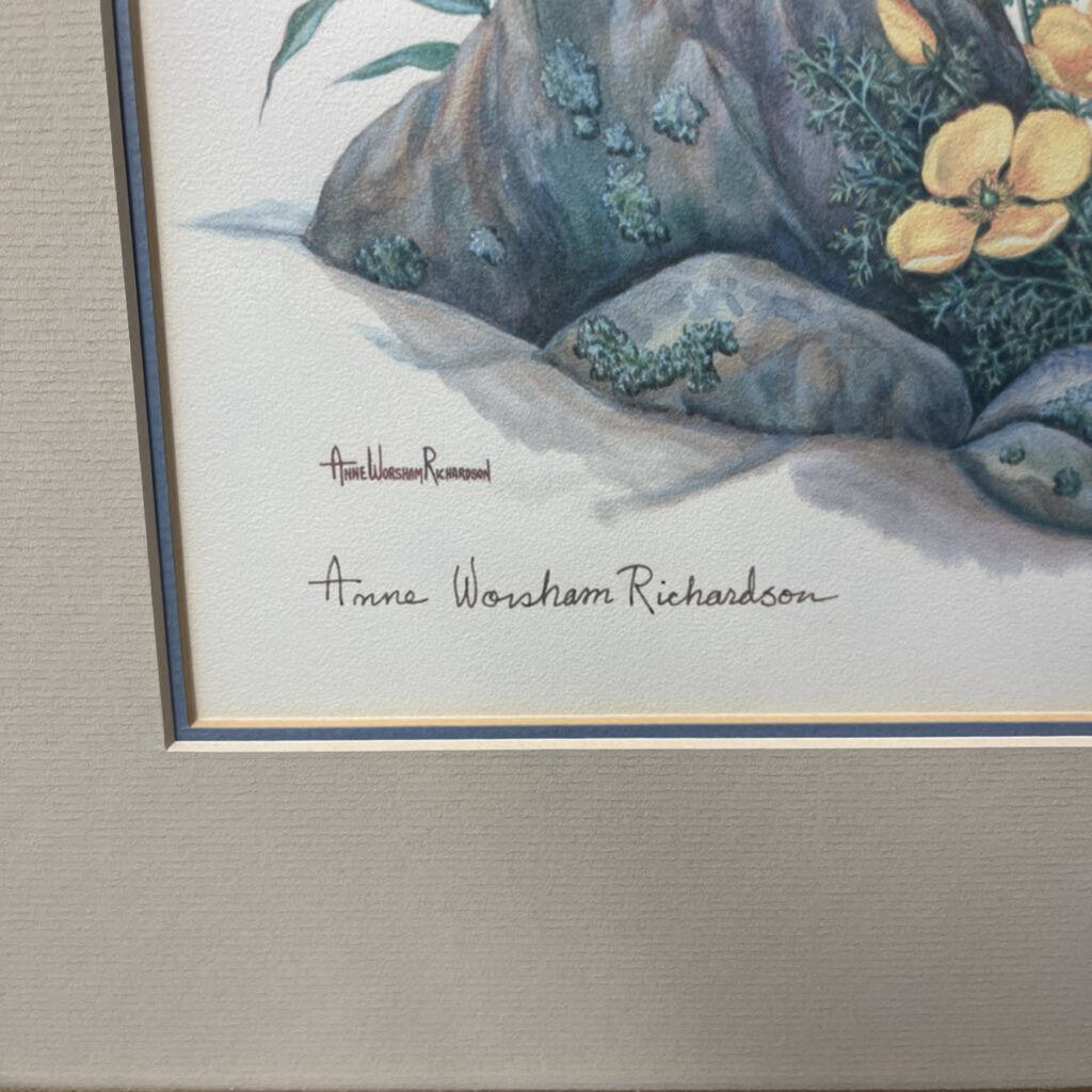 SIGNED CALIFORNIA QUAIL FRAMED ART
