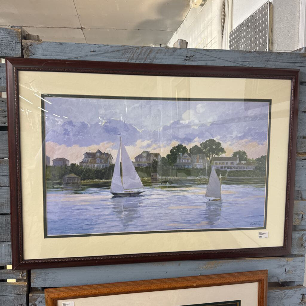 Signed Sailboats Framed Art