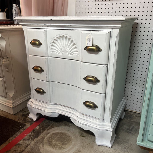 Three Drawer White Nightstand