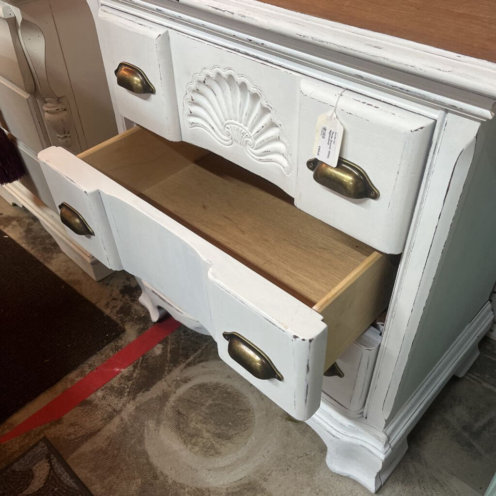 Three Drawer White Nightstand