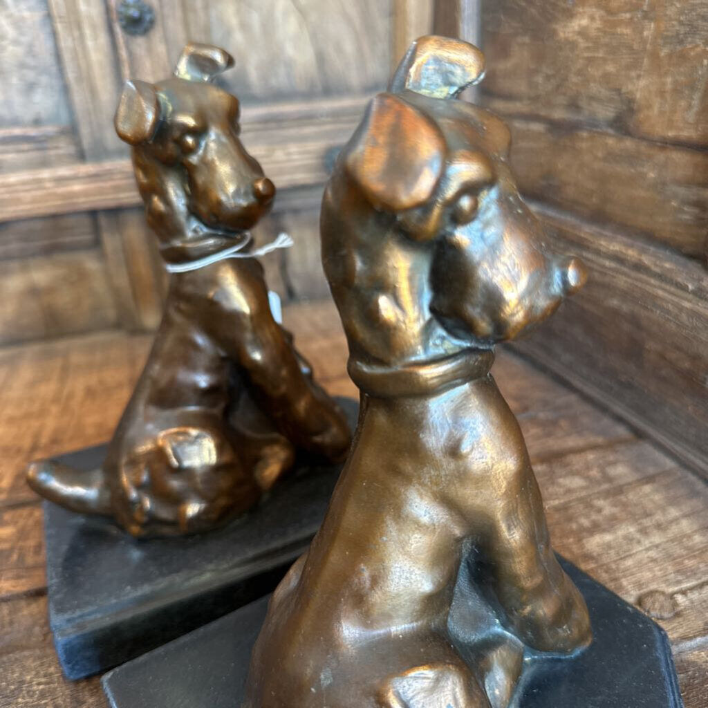 Pair Old Terrier Bronzed Bookends