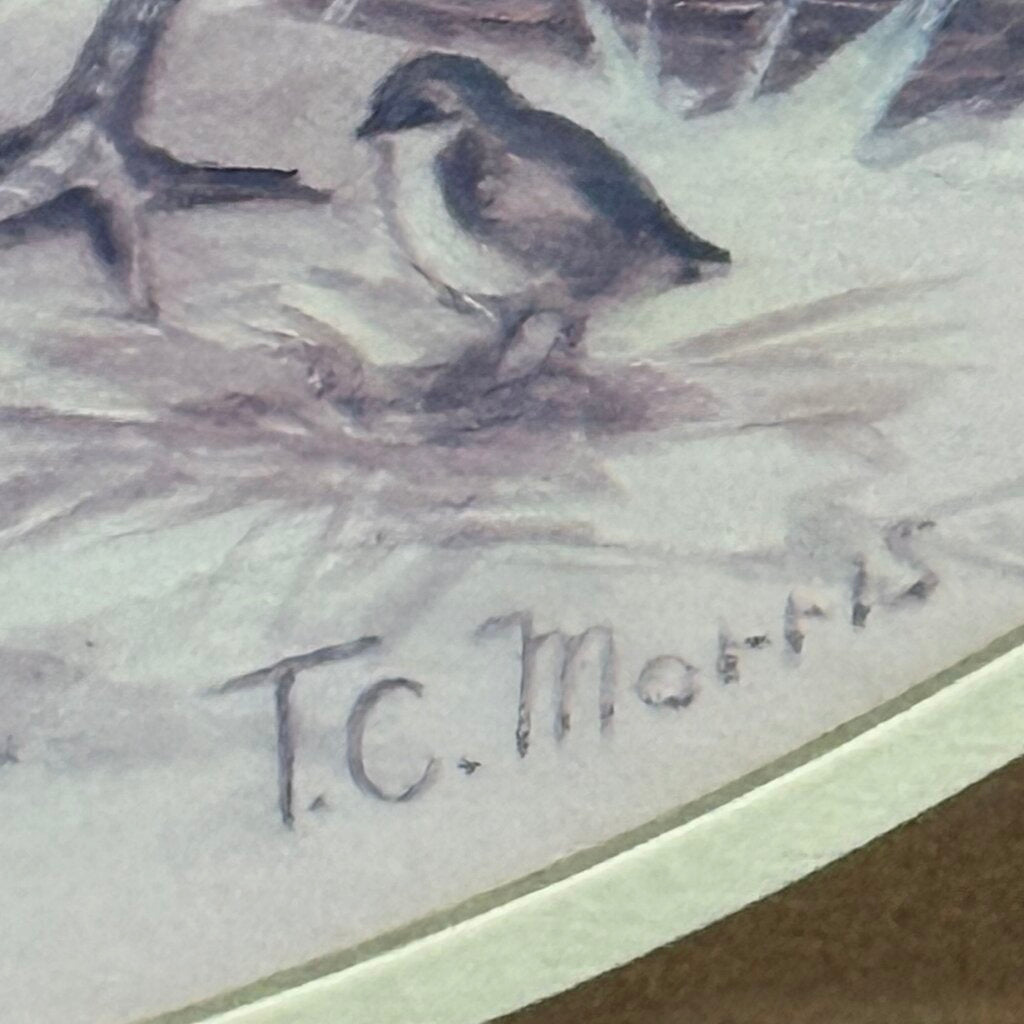 Signed Morris Rooster & Hen Framed Art