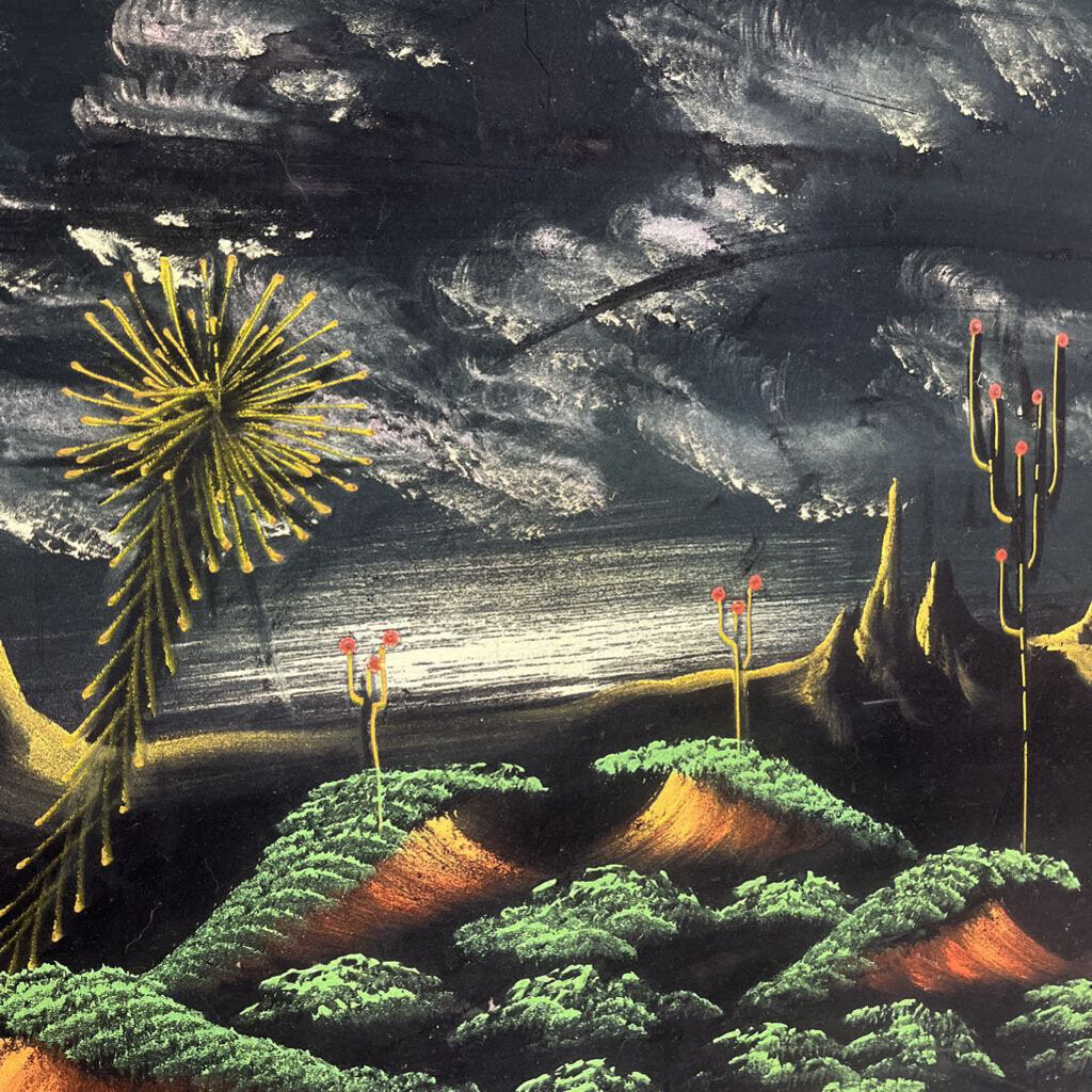 Signed Mid Century Velvet Painting