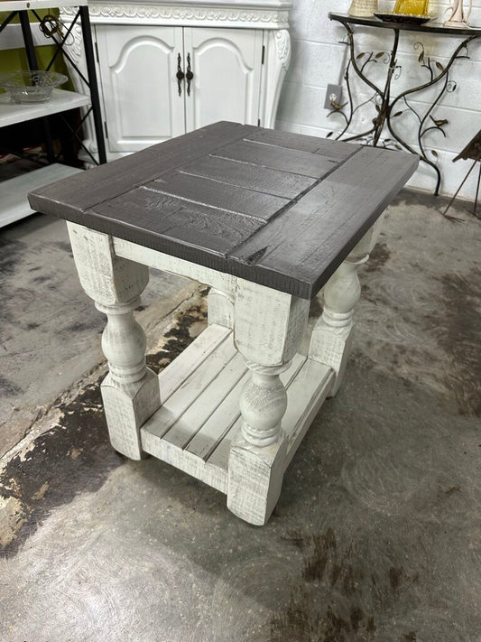 White wood stone Side table