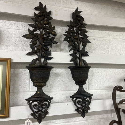 PAIR HOME INTERIOR FRUIT TREES WALL DECOR