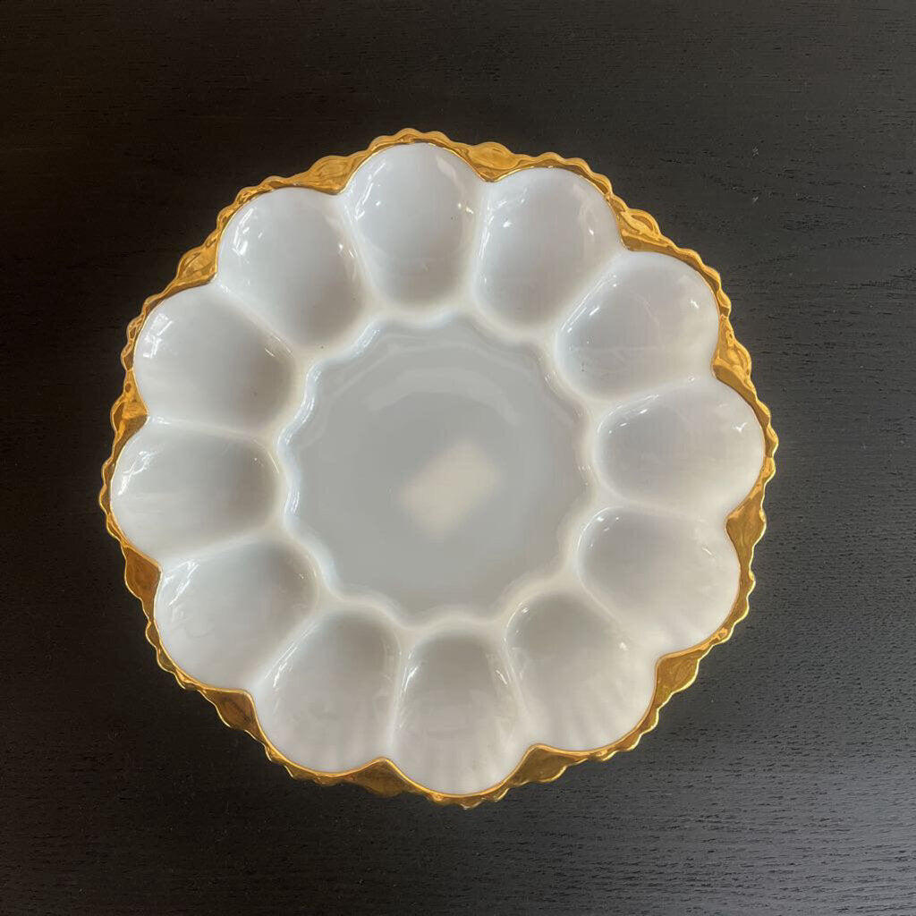 MILK GLASS EGG PLATTER