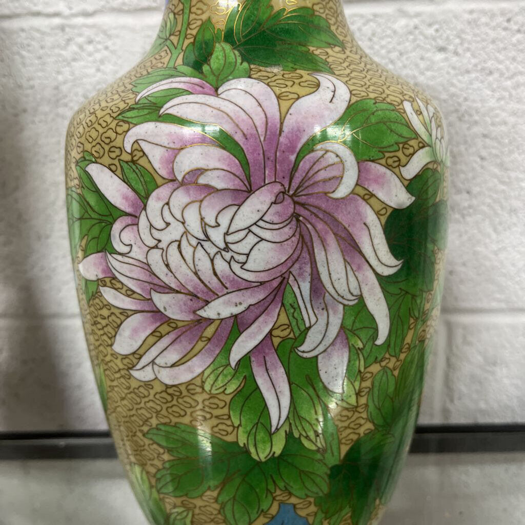 Vtg Cloisonne Chinoiserie Vase