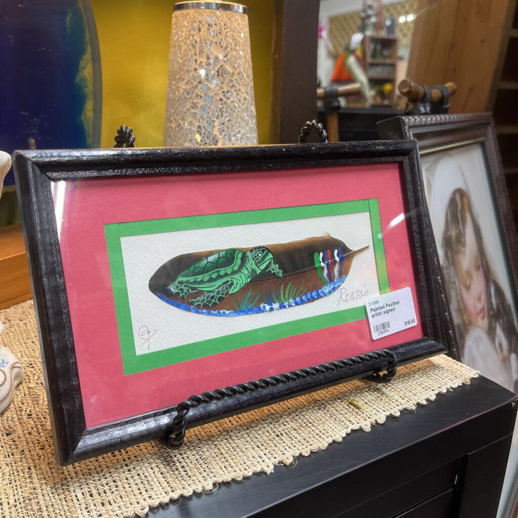 PAINTED FEATHER ARTIST SIGNED