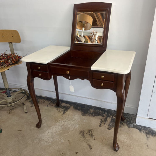 VANITY DESK WITH BEVELED MIRROR