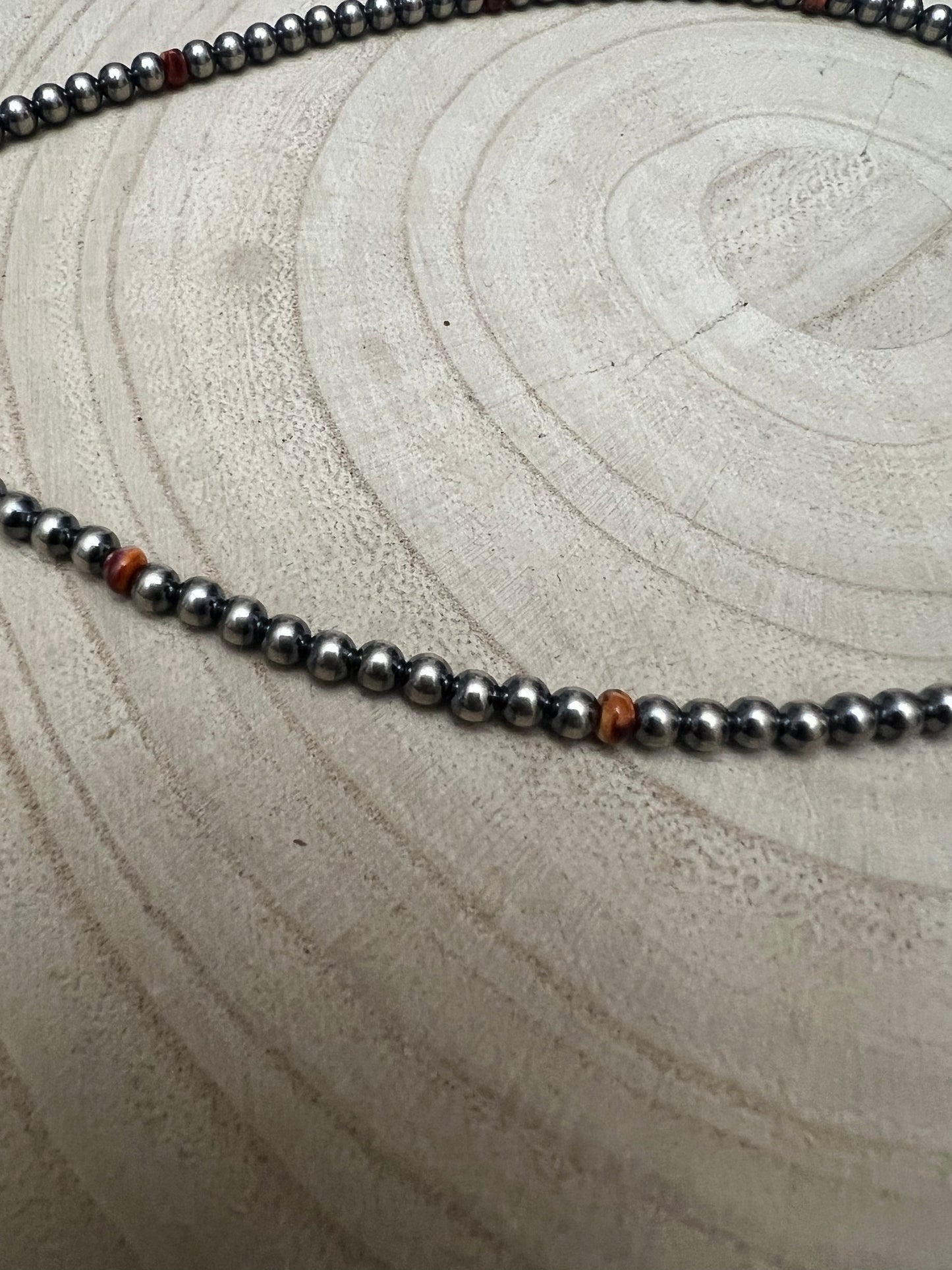 4mm Sterling Pearl choker with spiny oyster