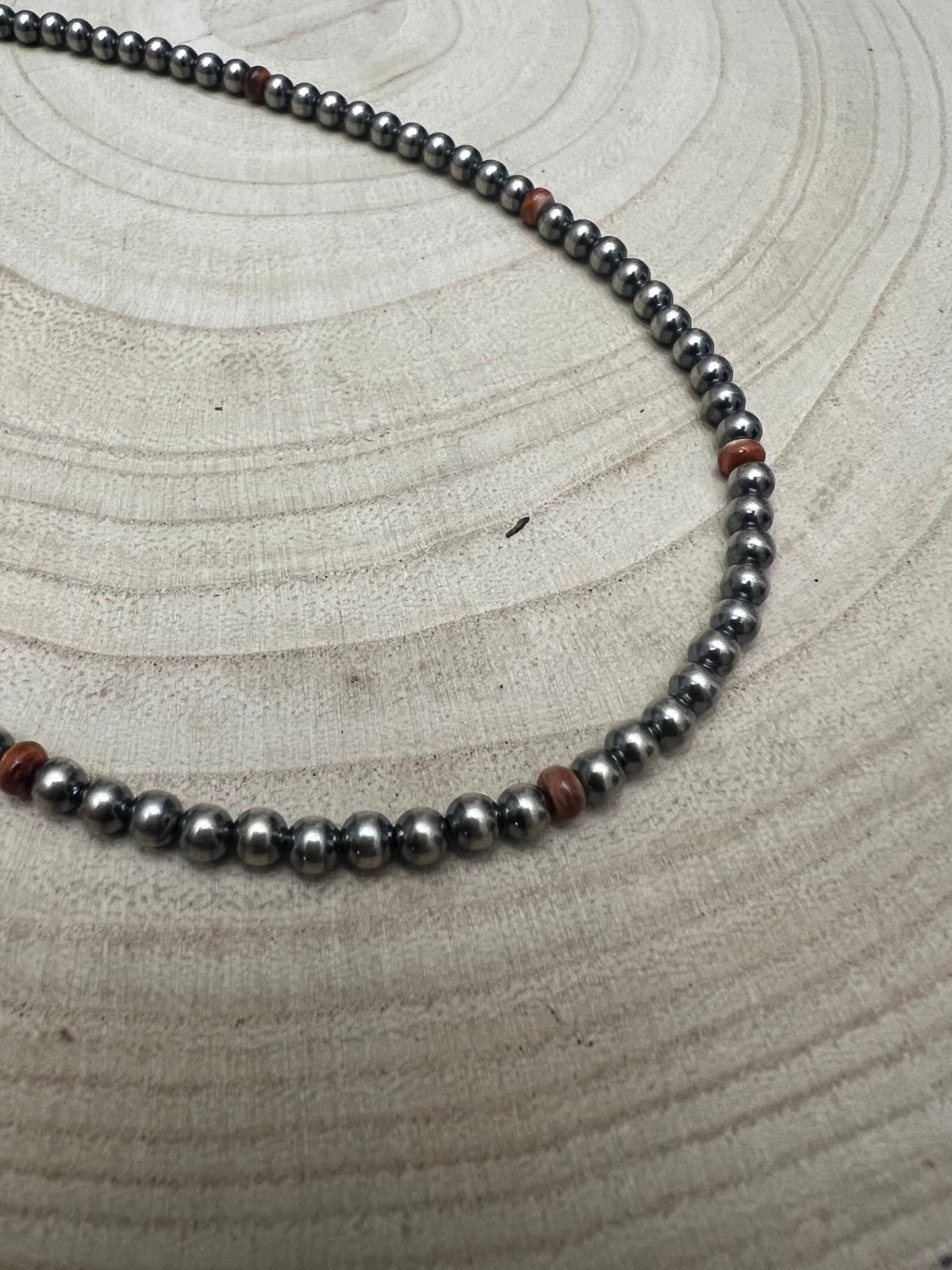 4mm Sterling Pearl choker with spiny oyster