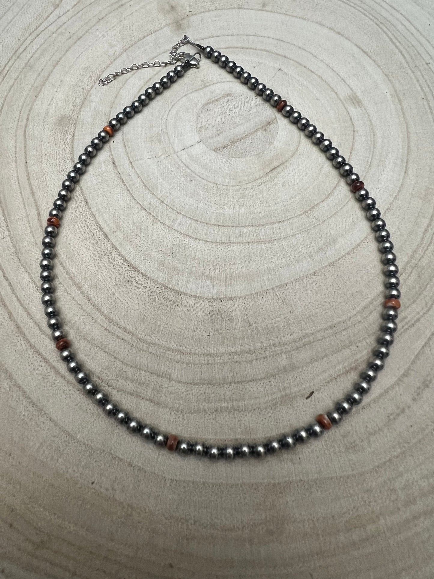 4mm Sterling Pearl choker with spiny oyster