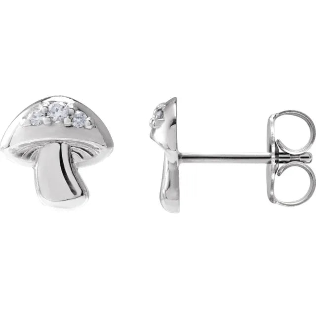 STERLING SILVER .05 CTW NATURAL DIAMOND MUSHROOM EARRINGS
