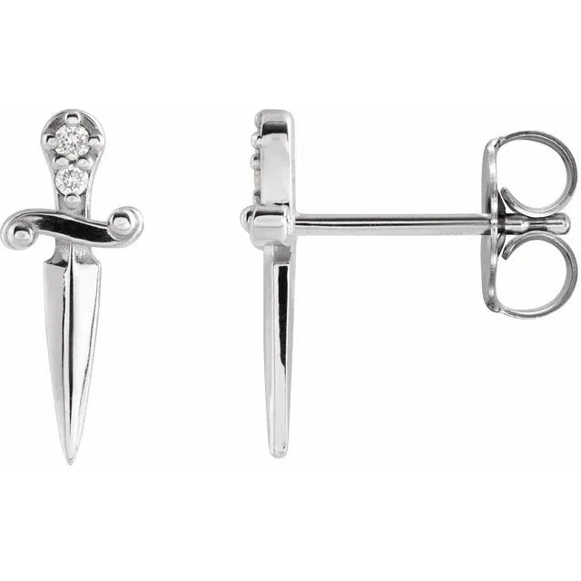 STERLING SILVER .025 CTW NATURAL DIAMOND DAGGER EARRINGS