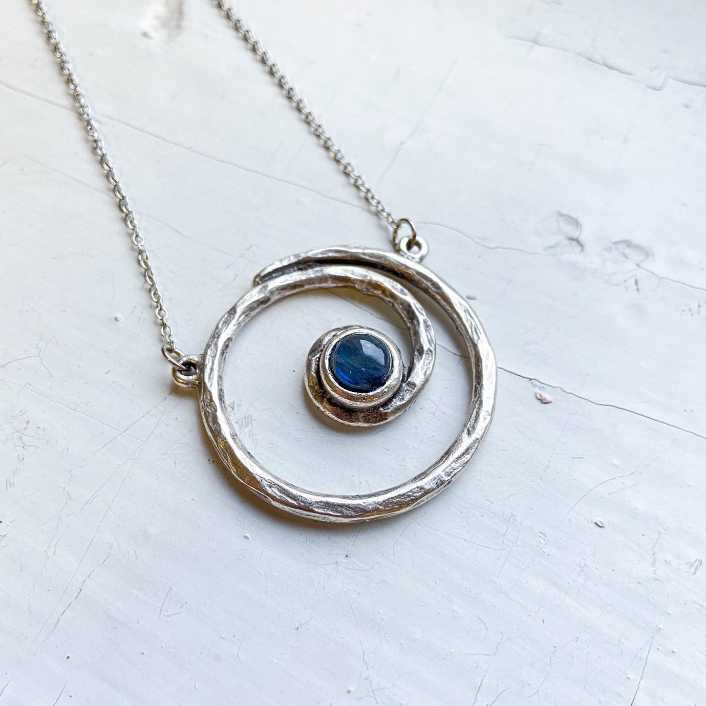 MILKY WAY NECKLACE - SPIRAL SILVER PENDANT WITH LABRADORITE