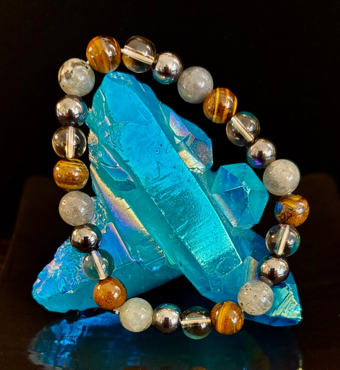 TIGER'S EYE & LABRADORITE PROTECTION BRACELET – STRENGTH, CLARITY & GROUNDING