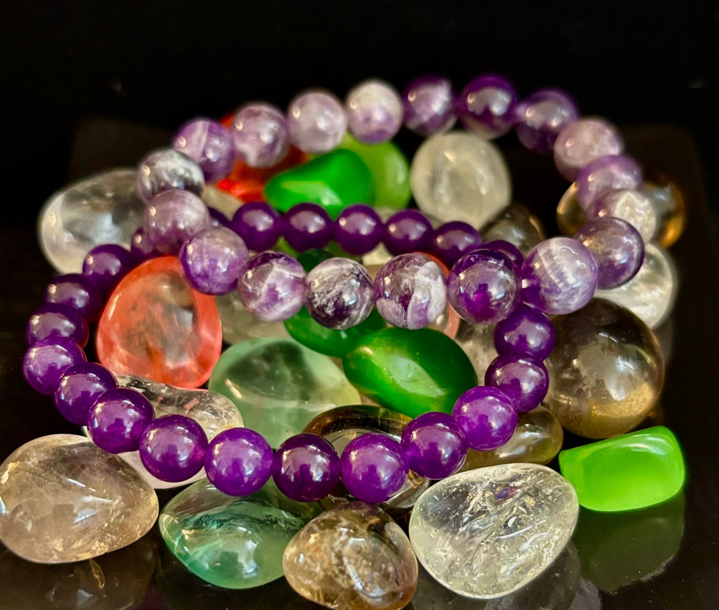 NATURAL AMETHYST HEALING BRACELET – 8MM, 10MM, OR 12MM BEADS